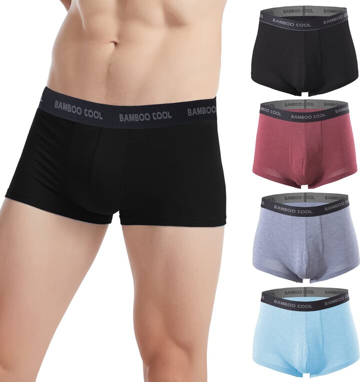 BAMBOO COOL mens boxer shorts Fly Built-in 3D Pouch Support Breathable and  Suitable briefs for man bamboo mens boxer briefs short leg（4 Pack） -  ShopStyle