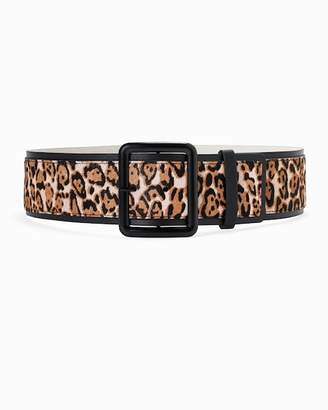Whbm Leopard Printed Haircalf Wide Buckle Belt