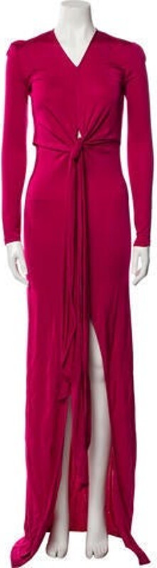 Givenchy Evening Gown Pink Long Sleeve with V-Neck Concealed Zip Closure at Back Designer