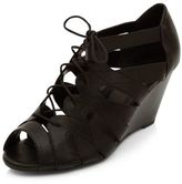 Thumbnail for your product : New Look Black Lace Up Low Wedges