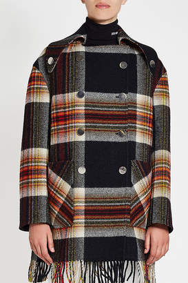 Calvin Klein Wool Coat with Fringe