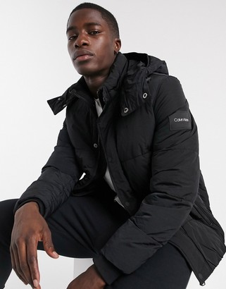 Calvin Klein crinkle nylon mid length jacket in black - ShopStyle Outerwear