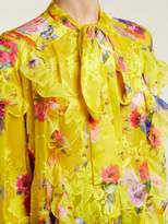 Thumbnail for your product : Preen by Thornton Bregazzi Cora Floral Print Satin Devore Blouse - Womens - Yellow Multi