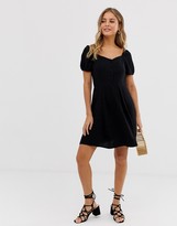 Thumbnail for your product : New Look button through tea dress in black