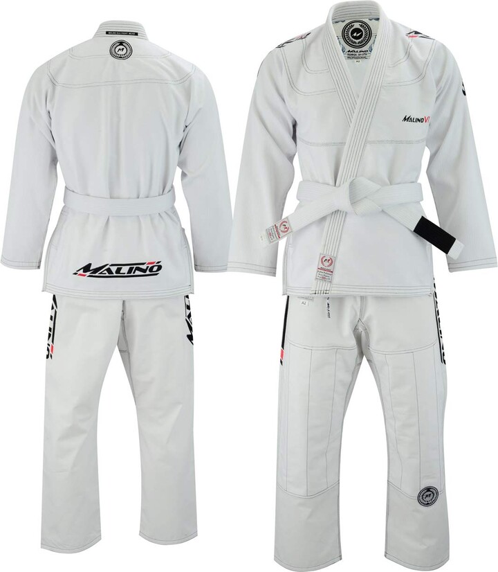 Malino Professional Brazilian Jiu Jitsu Gi Suit White BJJ Uniform Pearl Weave Cotton 550Gsm