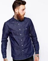 Thumbnail for your product : ASOS Grandad Shirt In Dark Denim With Long Sleeves