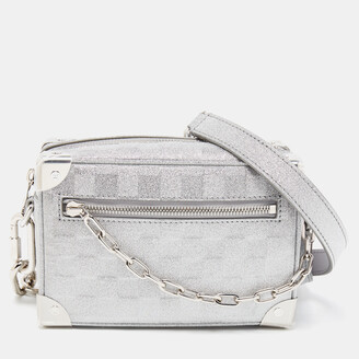 Louis Vuitton silver Mini Leather Soft Crushed Trunk Cross-Body Bag