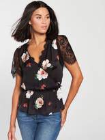 Thumbnail for your product : Very Lace Trim Wrap Top - Black