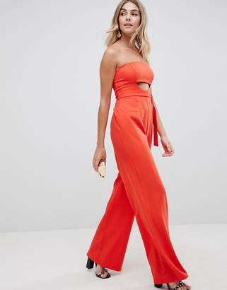 ASOS Design DESIGN structured jumpsuit with cut out and belt detail