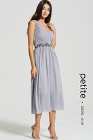 Thumbnail for your product : Little Mistress Petite Grey One Shoulder Embellished Prom Dress