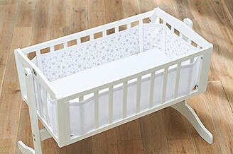 BreathableBaby Breathable Mesh Crib Liner — Classic Collection — Twinkle Grey — Fits Cribs and Rocking Cradles — Anti-Bumper