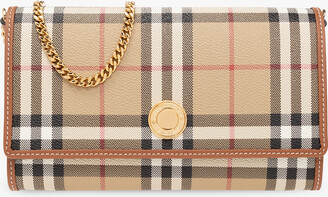 BURBERRY Wallet-on-chain 'Madison' in plum grained leath…