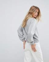 Thumbnail for your product : ASOS Cropped Sweater with V Neck in Mohair Blend