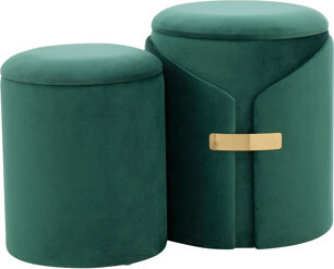 Mercer41 Nesting Ottoman Set In Velvet With Metal Accent Pieces