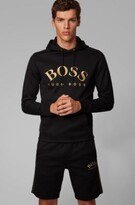Thumbnail for your product : HUGO BOSS Hooded sweatshirt with curved logo artwork and hidden pocket