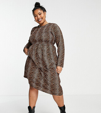 NEW Threads Ladies Plus Size Animal Print Dress Bodycon Shift Black Sz 16-26
