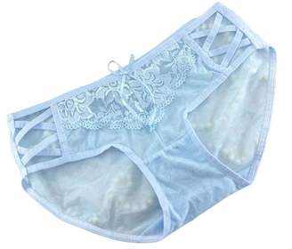 Bestgift Women's Solid Color Cross Strap Side Bow Tie Lace Panties
