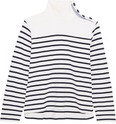 Thumbnail for your product : J.Crew Button-embellished Striped Cotton Top - Navy