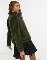 Thumbnail for your product : Only faux fur coat with button front in green