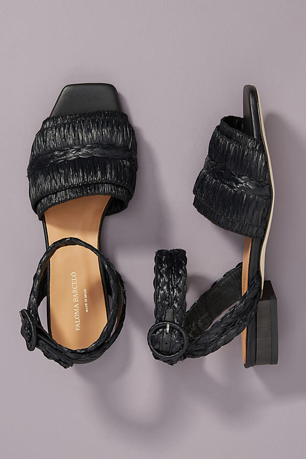 black raffia sandals