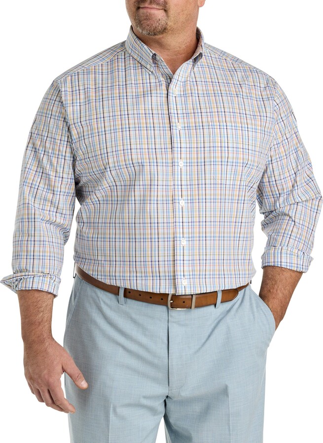 Oak Hill by DXL Big & Tall Medium Plaid Performance Sport Shirt
