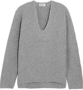 Acne Studios Deborah Oversized Ribbed Wool Sweater - Light gray