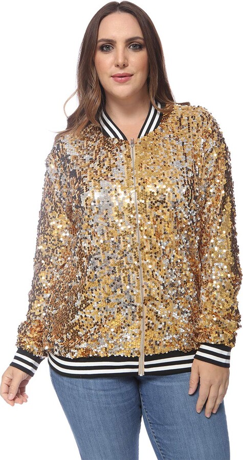 gold sequin bomber jacket