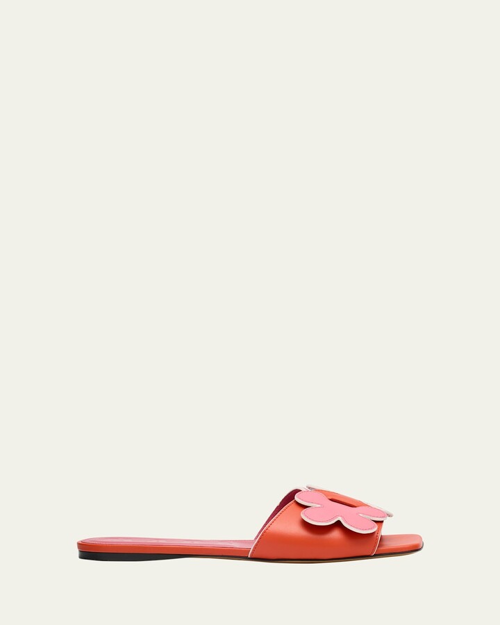 Marni Flower Leather Slide Sandals