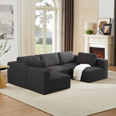 Ebern Designs Modular Sectional Sleeper Couch for Living Room U Shaped Sectional Sofa with Chaise and Ottoman