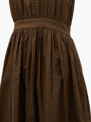 Marysia Swim Sea Urchin Halterneck Cotton-seersucker Dress - Dark Brown