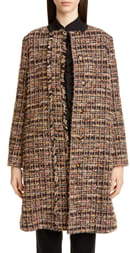 Etro Long Cotton Blend Tweed Coat