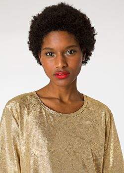 Women's Gold-Foil Textured T-Shirt Dress