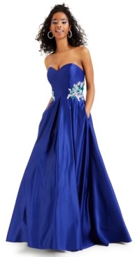 Blondie Nites Juniors' Strapless Embellished Gown, Created for Macy's