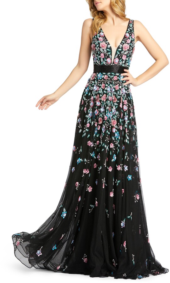 floral sequin gown
