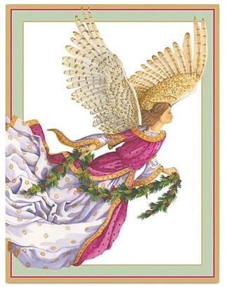Caspari Angel with Gilded Wings Christmas Cards, Box of 16