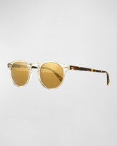 Thumbnail for your product : Oliver Peoples Gregory Peck Round Plastic Sunglasses, Clear/Tortoise
