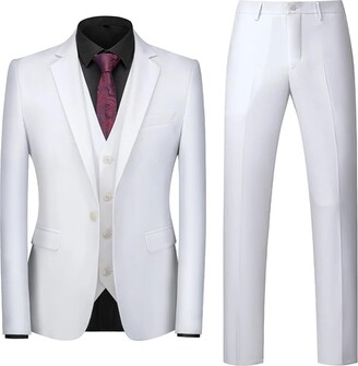 Pulcykp (Jacket+Vest+Pants) Mens Business Wedding Suit 3 Pieces Sets Formal  Slim Fit Tuxedos Light Blue Asia 5XL(180cm-90kg) - ShopStyle