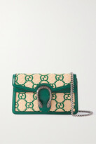 Thumbnail for your product : Gucci Dionysus Super Mini Textured Leather-trimmed Embroidered Straw Shoulder Bag