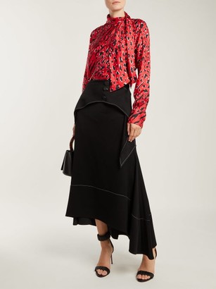 Valentino Leopard And Tiger-print Silk Blouse - Red Print