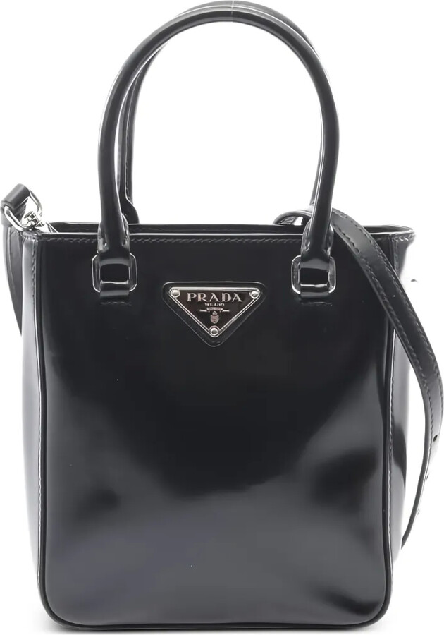 Prada Pre-Owned 2000s Leather Logo-Plaque Tote Bag