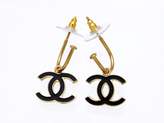 Thumbnail for your product : Chanel Gold Tone Metal Black CC Logo Dangle Stud Earrings
