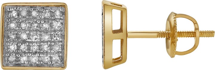 LuvMyJewelry Ninar 10K Yellow Gold Diamond Unisex Earrings - 0.21 Cts