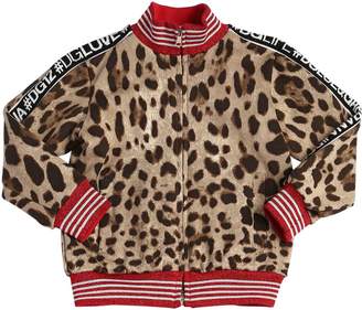 Dolce & Gabbana Leopard Print Zip-Up Cotton Sweatshirt