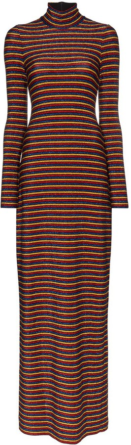 Rosetta Getty Metallic Stripe Turtleneck Maxi Dress - ShopStyle