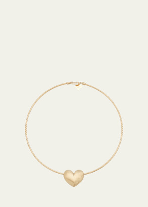 LAUREN RUBINSKI 14K Gold Heart Necklace on Gold Cord