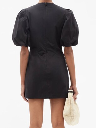 Frame Nina Puffed-sleeve Cotton-poplin Mini Dress - Black