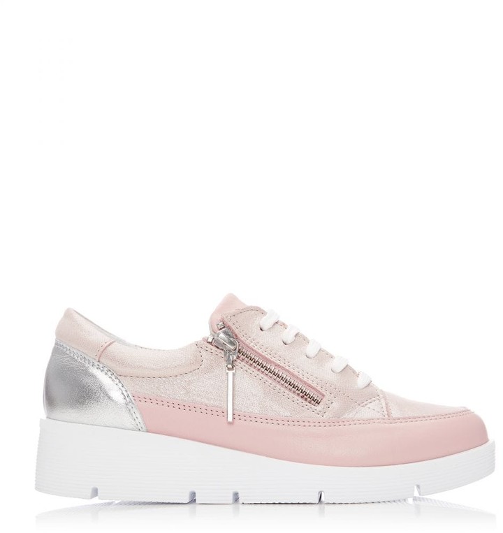rose gold leather trainers