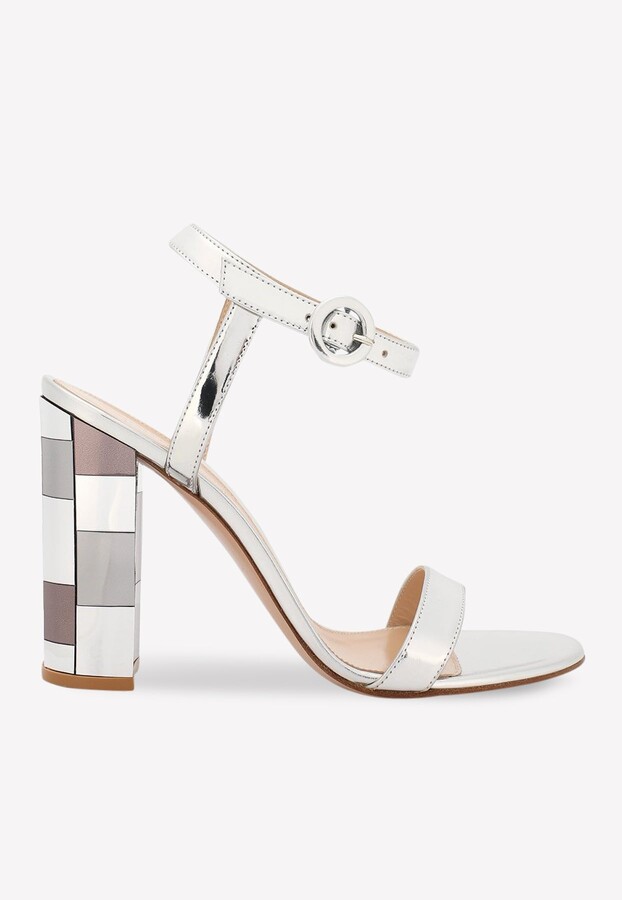 metallic block heels