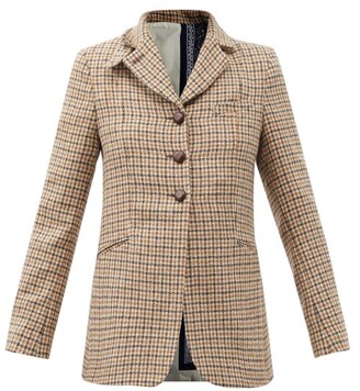 LA FETICHE Bianca Reversible Houndstooth Wool-tweed Jacket - Brown Multi