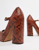Thumbnail for your product : ASOS Design DESIGN Positive platform heels in snake-Tan